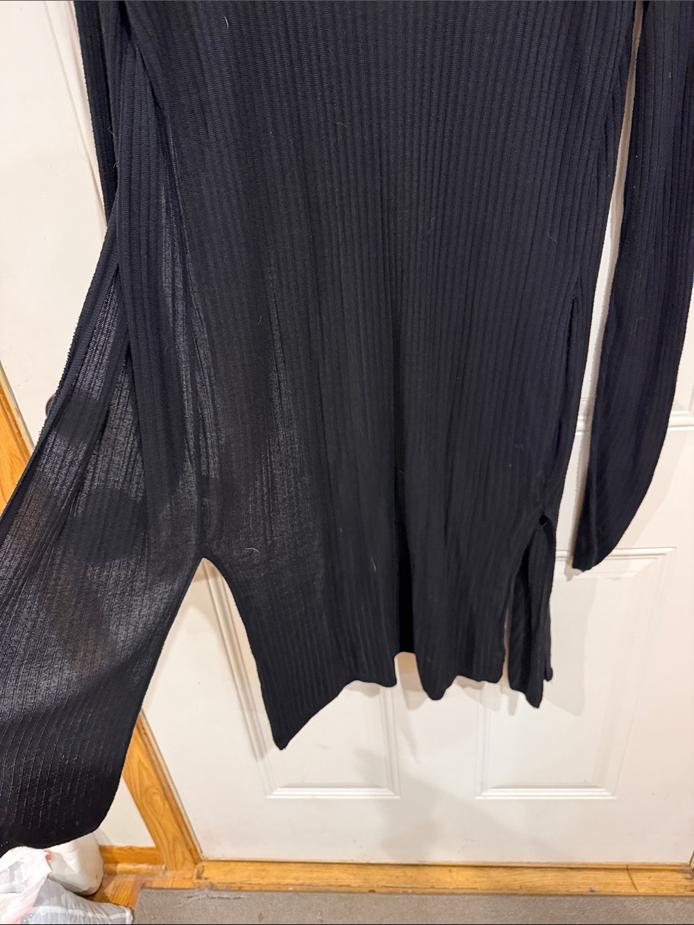 Maurices Black Ribbed Open Cardigan Lightweight Layer - Picture 4 of 4